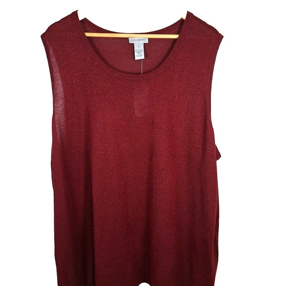 Catherines Tops - Catherines Red Sparkle Sleeveless Tank Plus Sz 3X Holiday Event Gala Party New